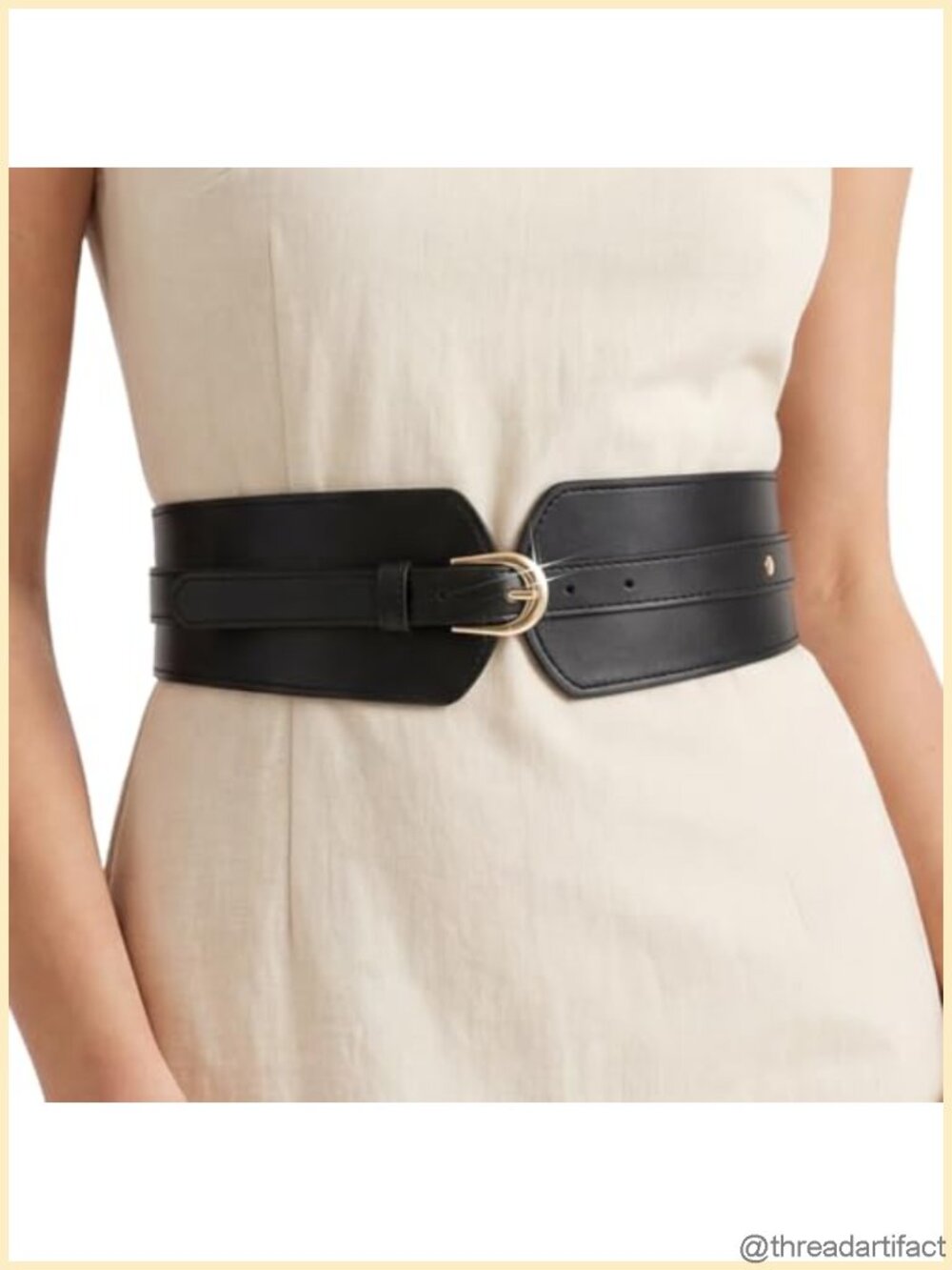 Wide Elastic Faux Leather Cinch Belt Retro Corset Waist Accessory